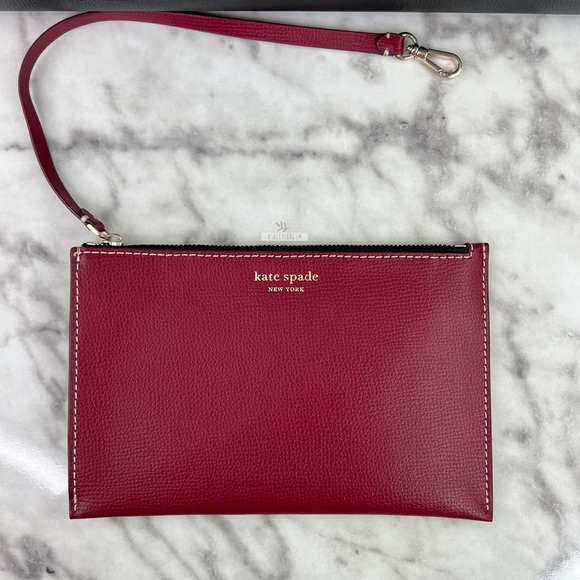 Kate Spade Large All Day Carryall Tote Shoulder Bag Black & Burgundy Wristlet - Picture 12 of 16